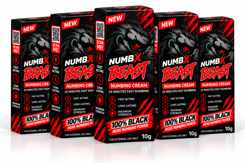 NUMBX Beast 100% Black Numbing Cream Pack of 5 with Free Tattoo Repair Gel
